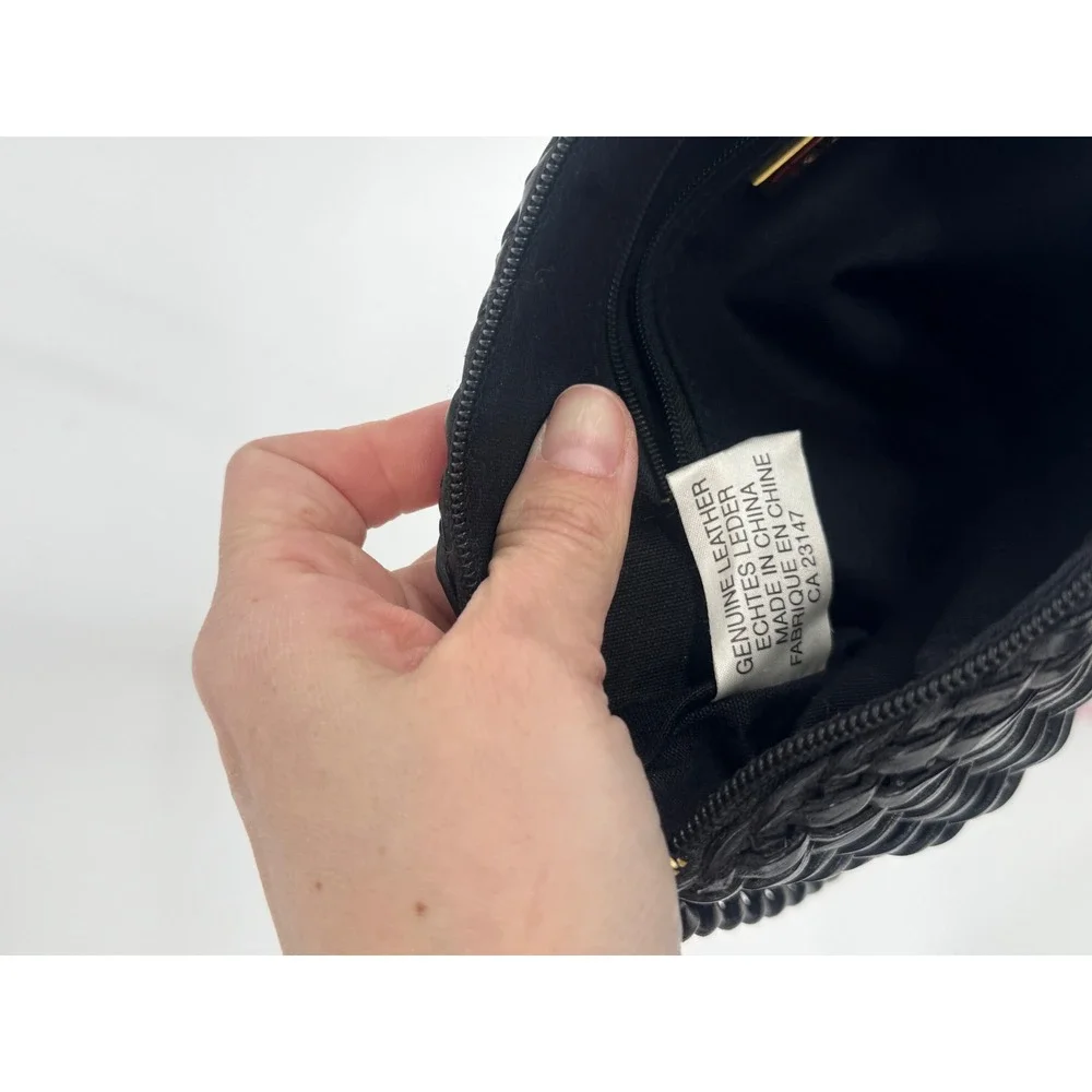 Talbots Crossbody Bag Women Small Black Good Woven Leather Vintage Aesthetic - Picture 4 of 12